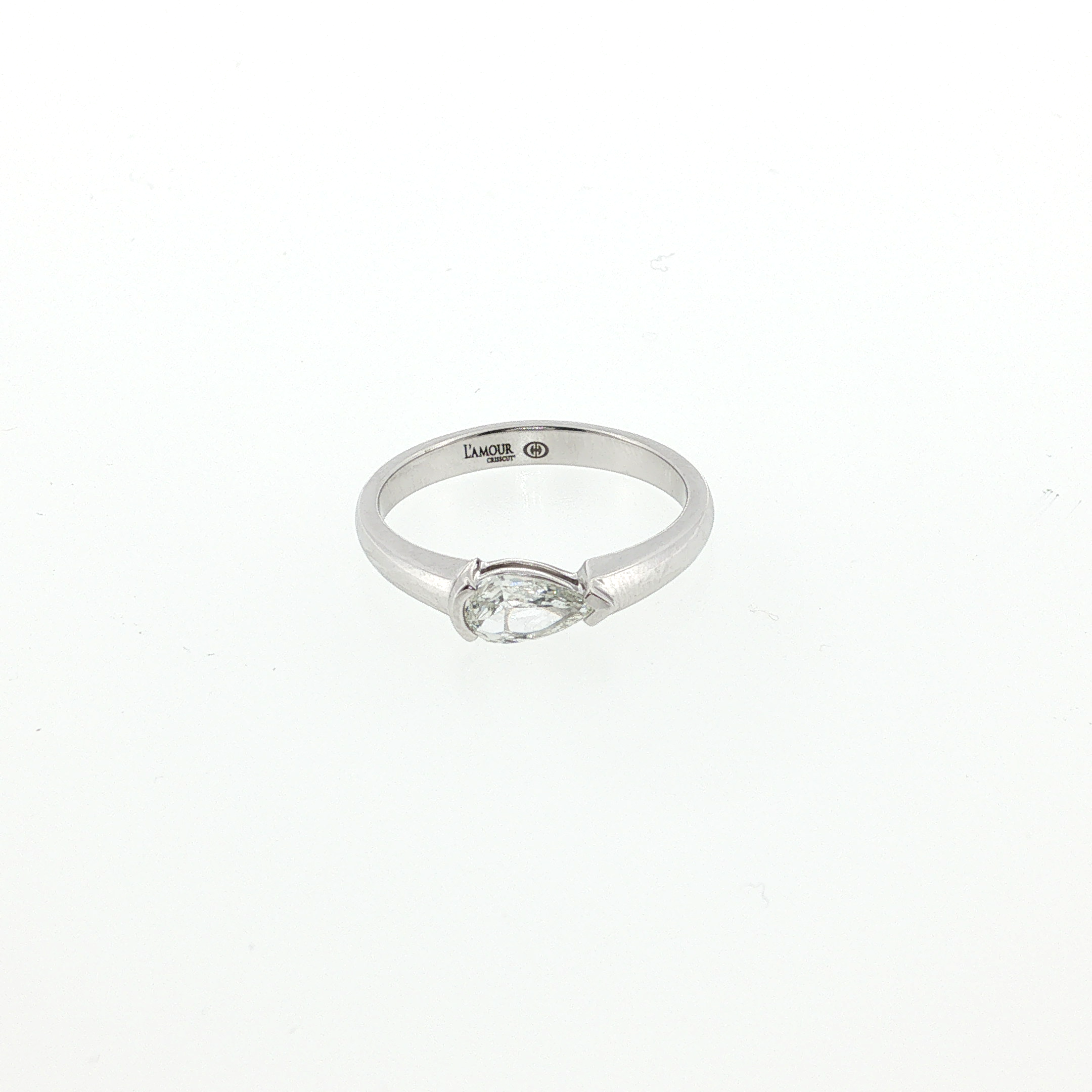 Christopher Designs 14K White Gold Crisscut East-West Pear Diamond Solitaire Ring