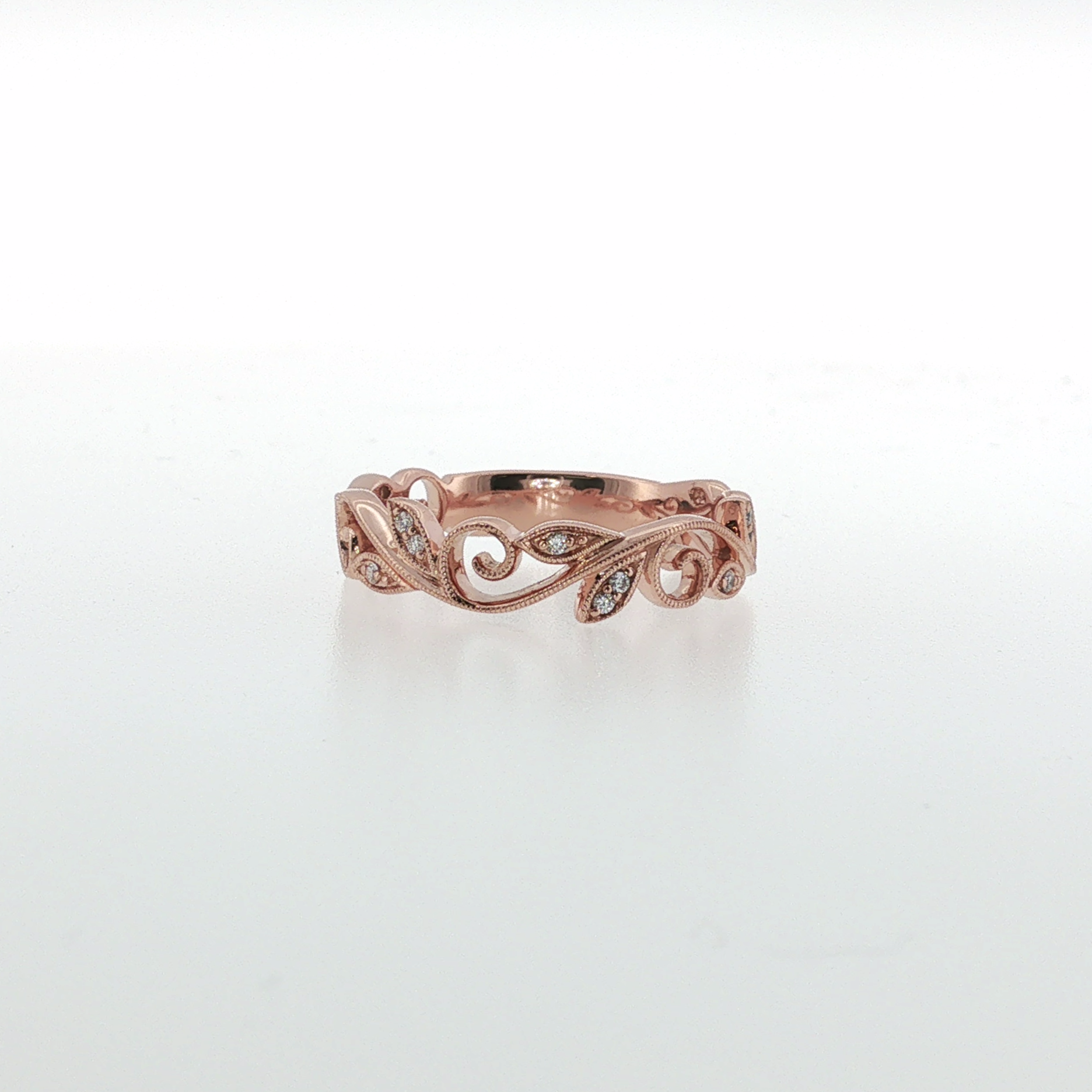 Springer's Wedding Bands Estate 14K Rose Gold Diamond Scroll Band