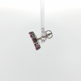 Springer's Earrings Estate 14K White Gold Ruby and Diamond Flower Stud Earrings
