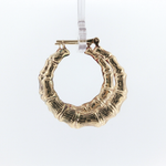 Springer's Earrings Estate 14K Yellow Gold Bamboo Hoop Earrings