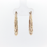 Springer's Earrings Estate 14K Yellow Gold Bamboo Hoop Earrings