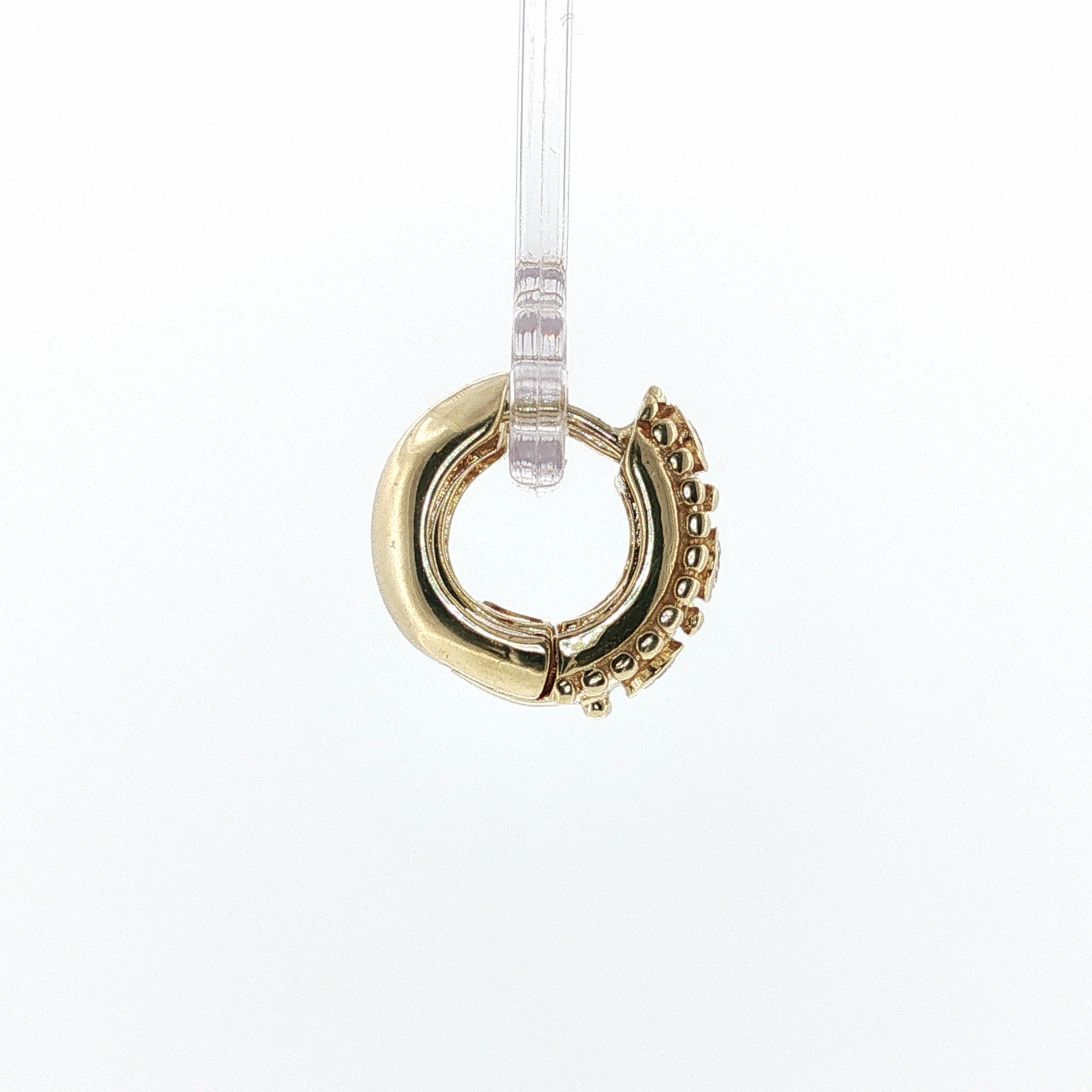 Springer's Earrings Estate 14K Yellow Gold Diamond Beaded Hoop Earrings