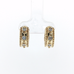 Springer's Earrings Estate 14K Yellow Gold Diamond Beaded Hoop Earrings