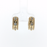 Springer's Earrings Estate 14K Yellow Gold Diamond Beaded Hoop Earrings