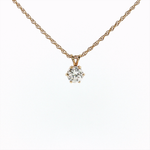 Springer's Necklaces Estate 14K Yellow Gold Diamond Solitaire Pendant on Rope Chain