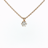 Springer's Necklaces Estate 14K Yellow Gold Diamond Solitaire Pendant on Rope Chain
