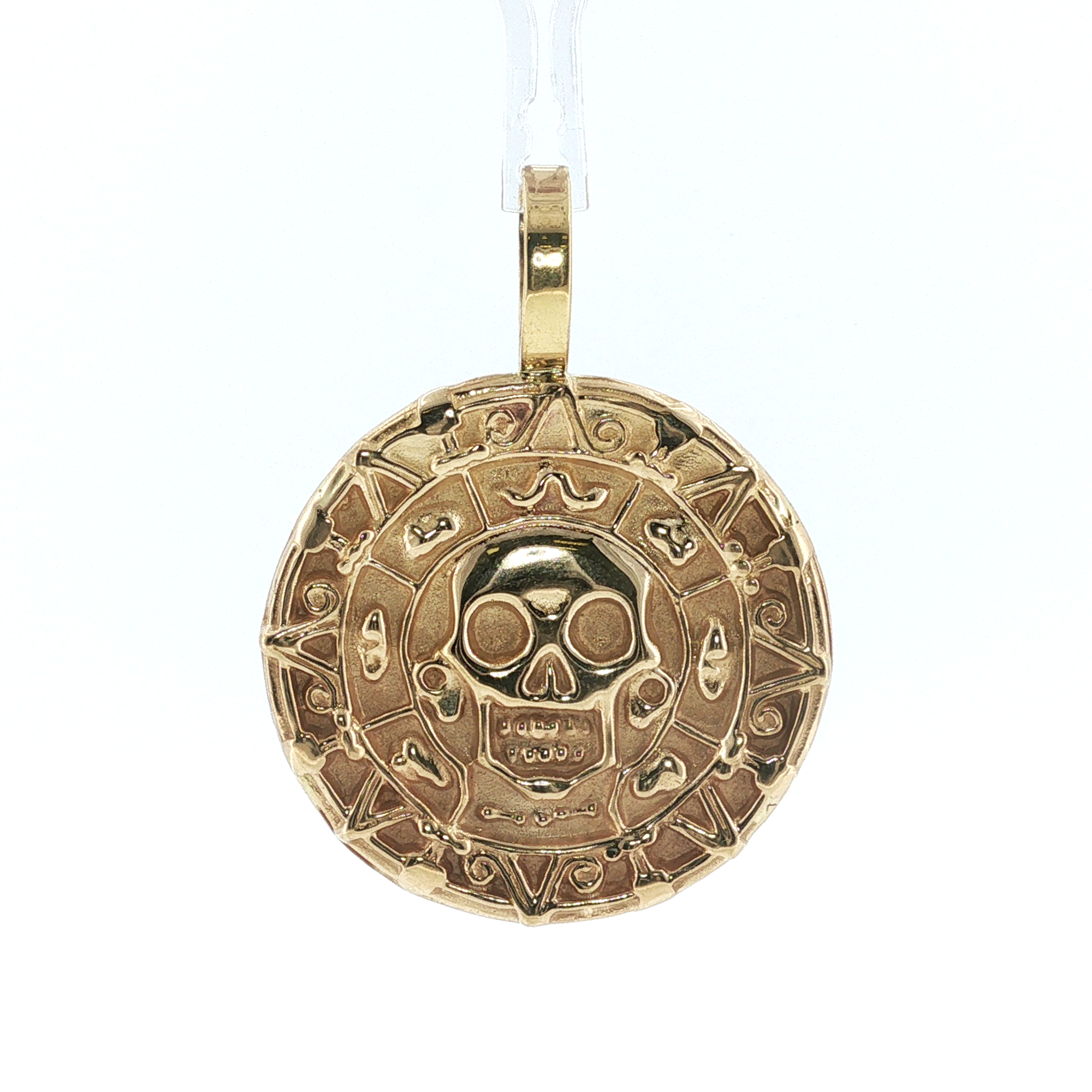 Springer's Pendants Estate 14K Yellow Gold Engraved Skull Medallion Pendant