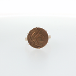 Springer's Cocktail Rings Estate 18k Yellow Gold Greek Coin Cocktail Ring