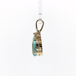 Springer's Pendants Estate 18K Yellow Gold Pear Aquamarine and Diamond Pendant