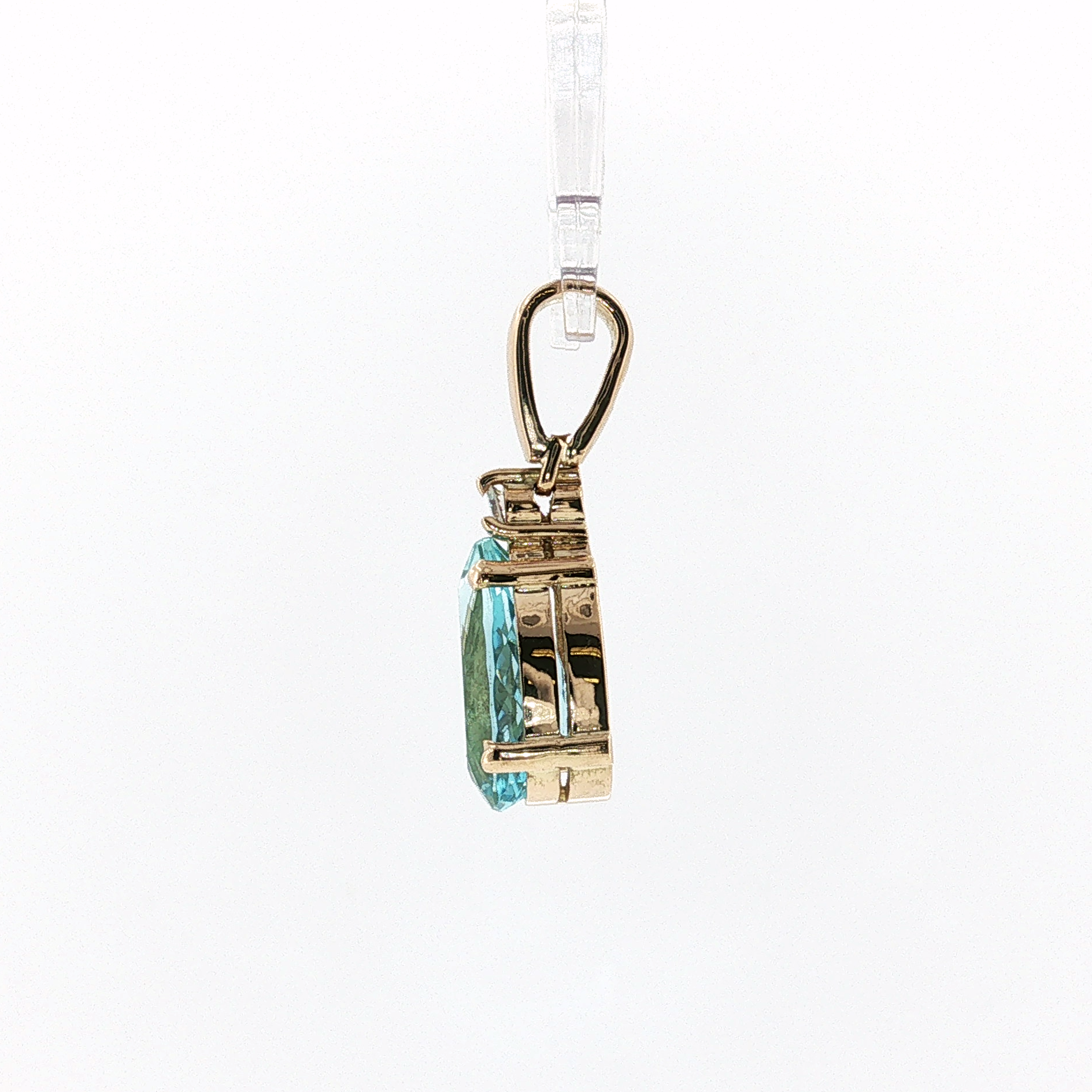 Springer's Pendants Estate 18K Yellow Gold Pear Aquamarine and Diamond Pendant