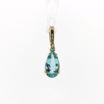 Springer's Pendants Estate 18K Yellow Gold Pear Aquamarine and Diamond Pendant