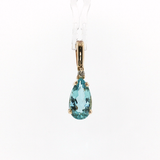 Springer's Pendants Estate 18K Yellow Gold Pear Aquamarine and Diamond Pendant