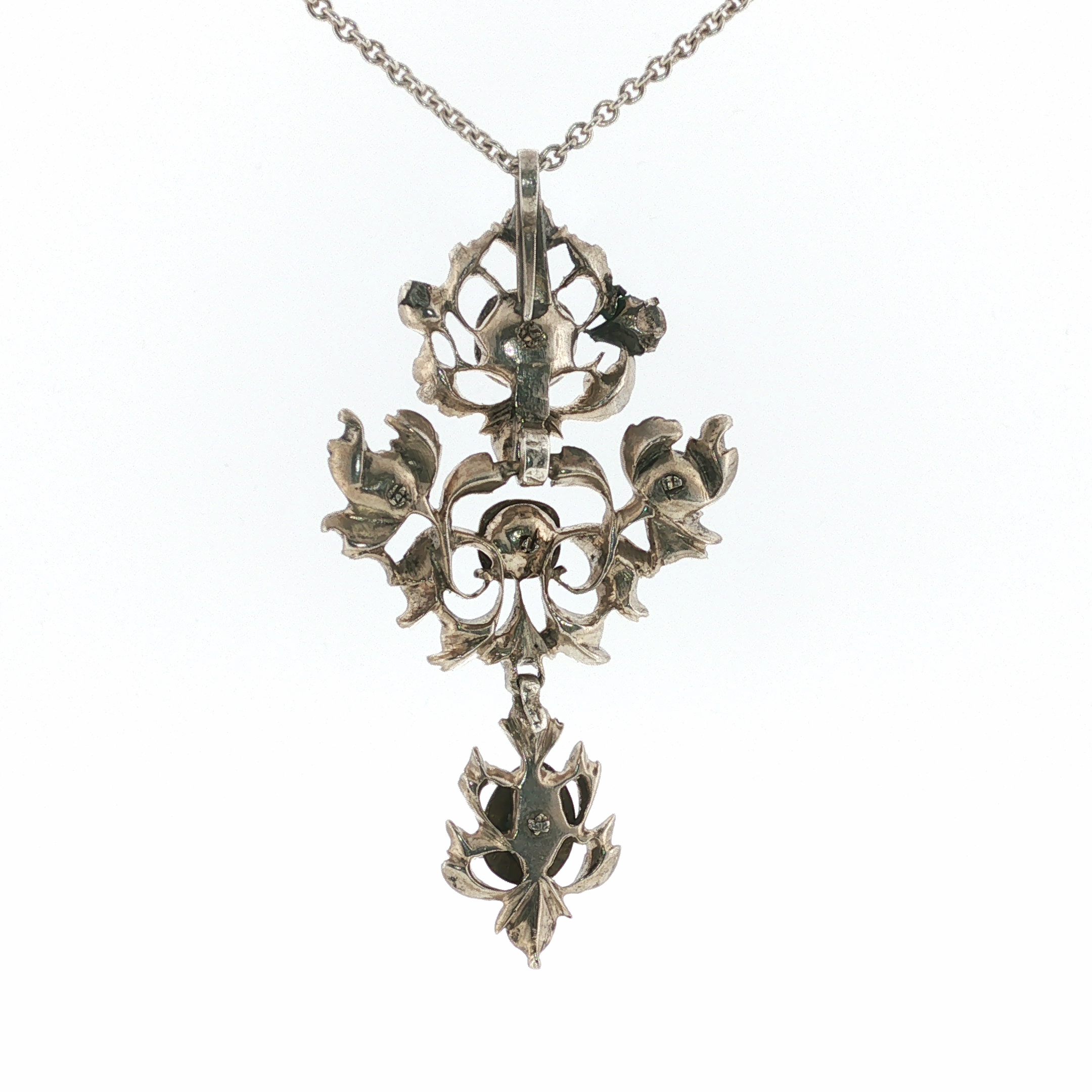 Springer's Necklaces Estate Antique Iberian Girandole Sterling Silver Pendant Necklace