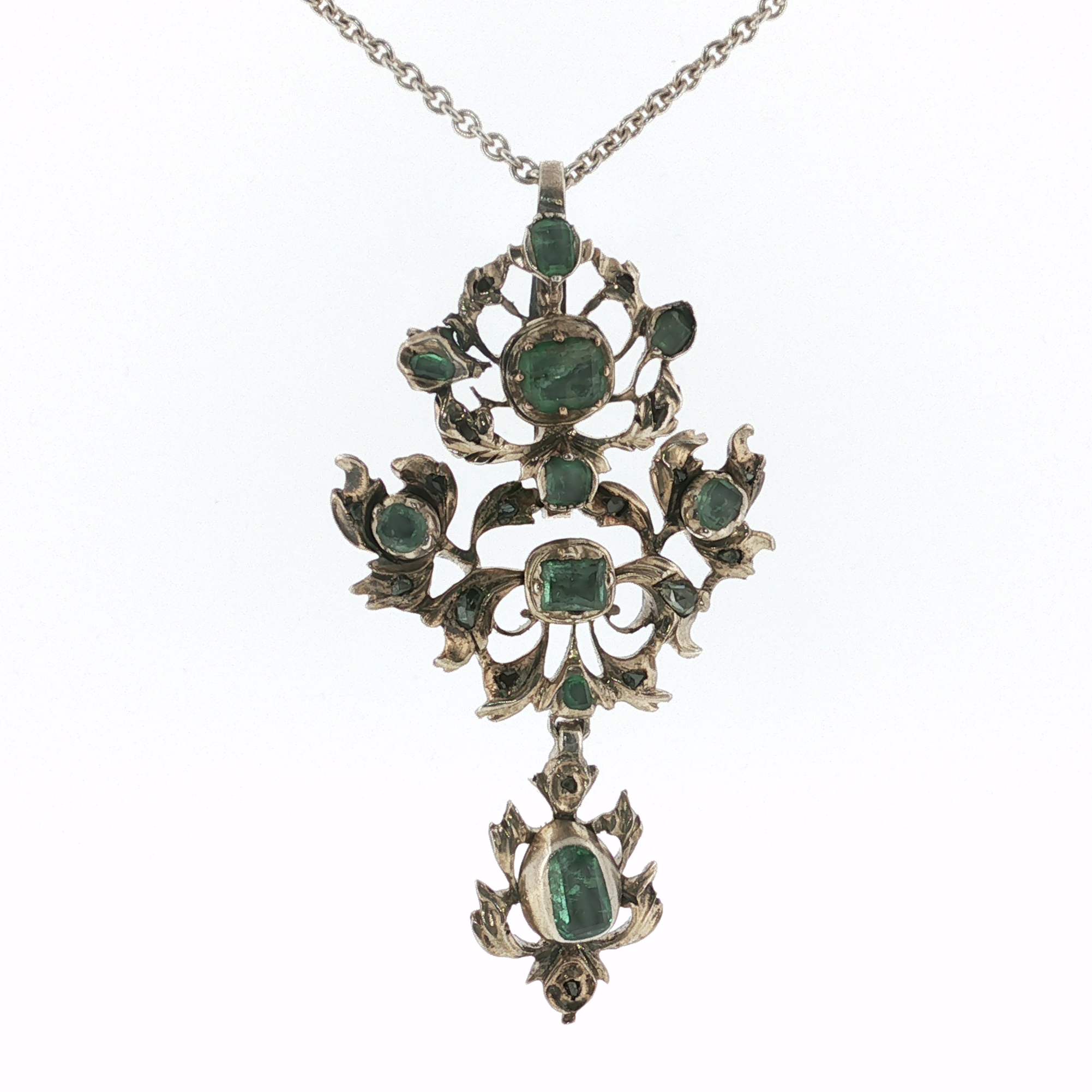Springer's Necklaces Estate Antique Iberian Girandole Sterling Silver Pendant Necklace