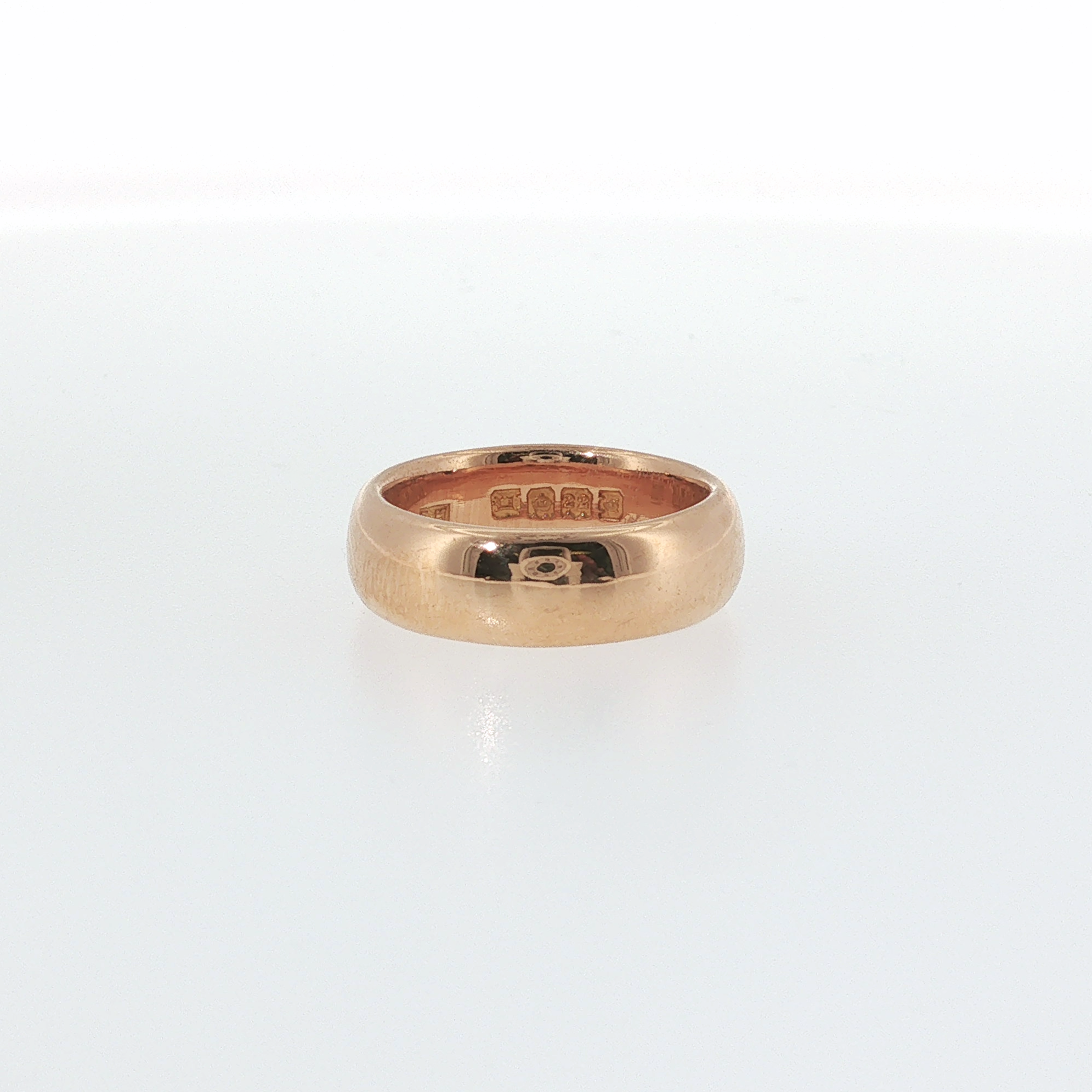 Springer's Wedding Bands Estate Vintage 1918 London Hallmarked Half Round Band — 22k Gold