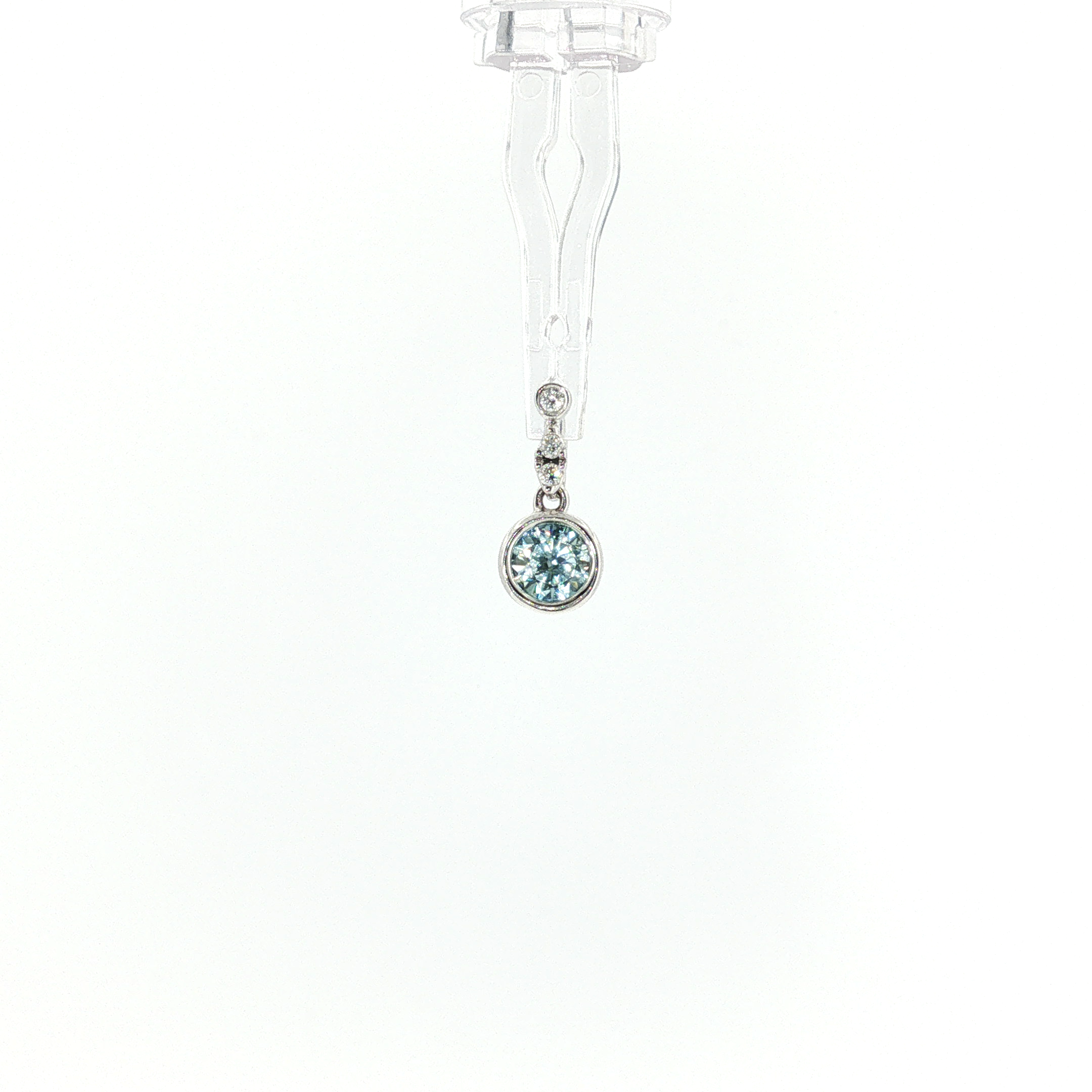Springer's Forever 14K White Gold Blue Zircon and Diamond Drop Pendant - 0.54ct