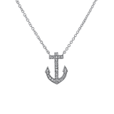 Springer's Forever Necklace Springer's Forever 14K White Gold Diamond Anchor Necklace - 0.10ctw, 17.5"