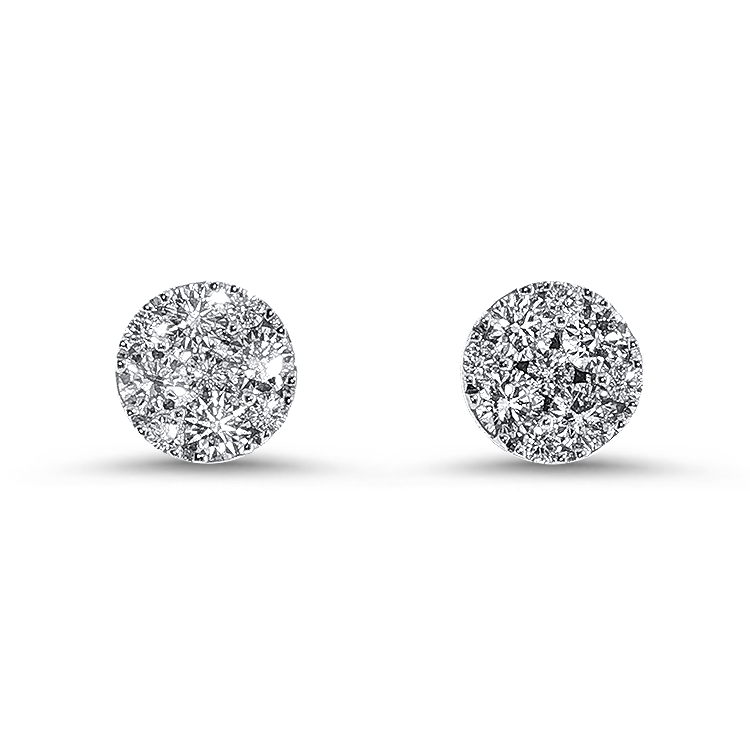 Springer's Forever Earrings Springer's Forever 14K White Gold Diamond Cluster Stud Earrings - 1 3/8ctw