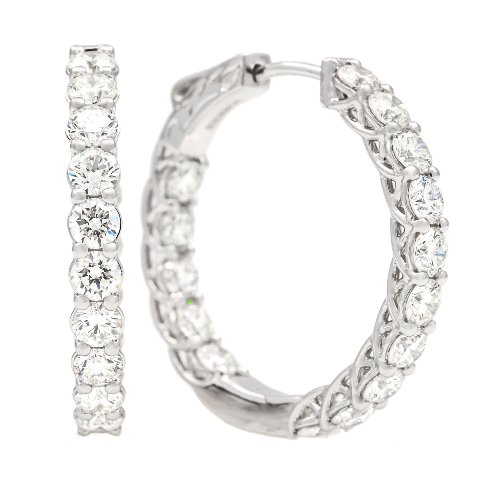 Springer's Forever Earrings Springer's Forever 14K White Gold Diamond Hoop Earrings, 25mm - 3.25ctw
