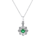 Springer's Forever Necklace Springer's Forever 14K White Gold Emerald Diamond Flower Necklace - 0.14ct, 18"