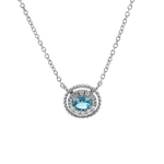 Springer's Forever Necklace Springer's Forever 14K White Gold Oval Aquamarine Diamond Necklace - 0.32ct, 18"