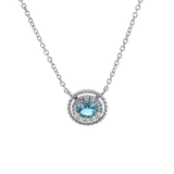 Springer's Forever Necklace Springer's Forever 14K White Gold Oval Aquamarine Diamond Necklace - 0.32ct, 18"