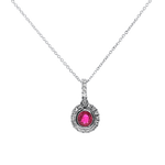 Springer's Forever Necklace Springer's Forever 14K White Gold Oval Ruby Diamond Necklace - 0.78ct, 18"