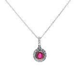 Springer's Forever Necklace Springer's Forever 14K White Gold Oval Ruby Diamond Necklace - 0.78ct, 18"