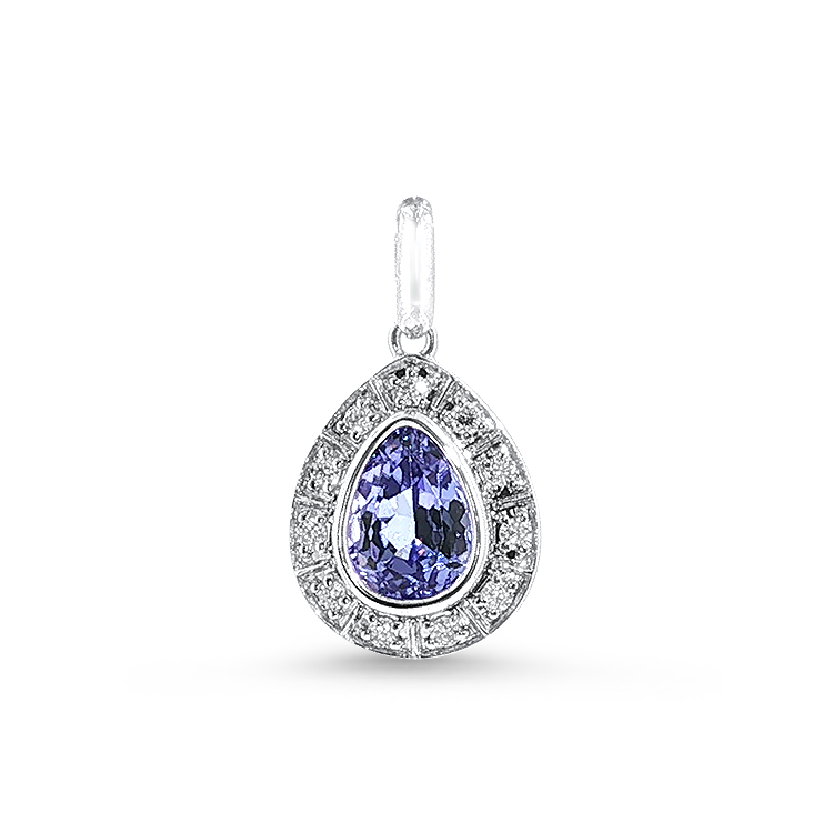Springer's Forever Charms and Pendants Springer's Forever 14K White Gold Pear-Shaped Tanzanite Diamond Pendant - 0.86ct