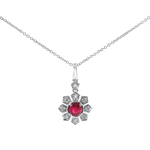 Springer's Forever Necklace Springer's Forever 14K White Gold Ruby Diamond Flower Necklace - 0.43ct, 18"