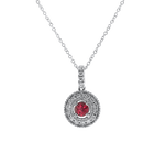 Springer's Forever Necklace Springer's Forever 14K White Gold Ruby Diamond Halo Necklace - 0.27ct, 18"