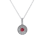 Springer's Forever Necklace Springer's Forever 14K White Gold Ruby Diamond Halo Necklace - 0.27ct, 18"