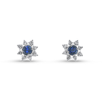 Springer's Forever Earrings Springer's Forever 14K White Gold Sapphire Diamond Star Halo Earrings