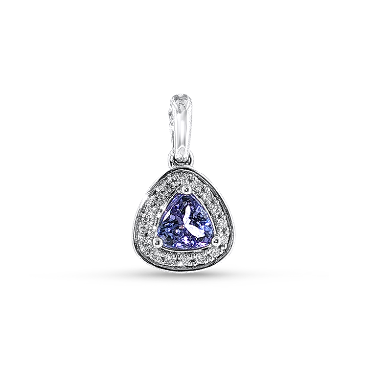 Springer's Forever Charms and Pendants Springer's Forever 14K White Gold Trillion-Cut Tanzanite Diamond Pendant - 0.45ct