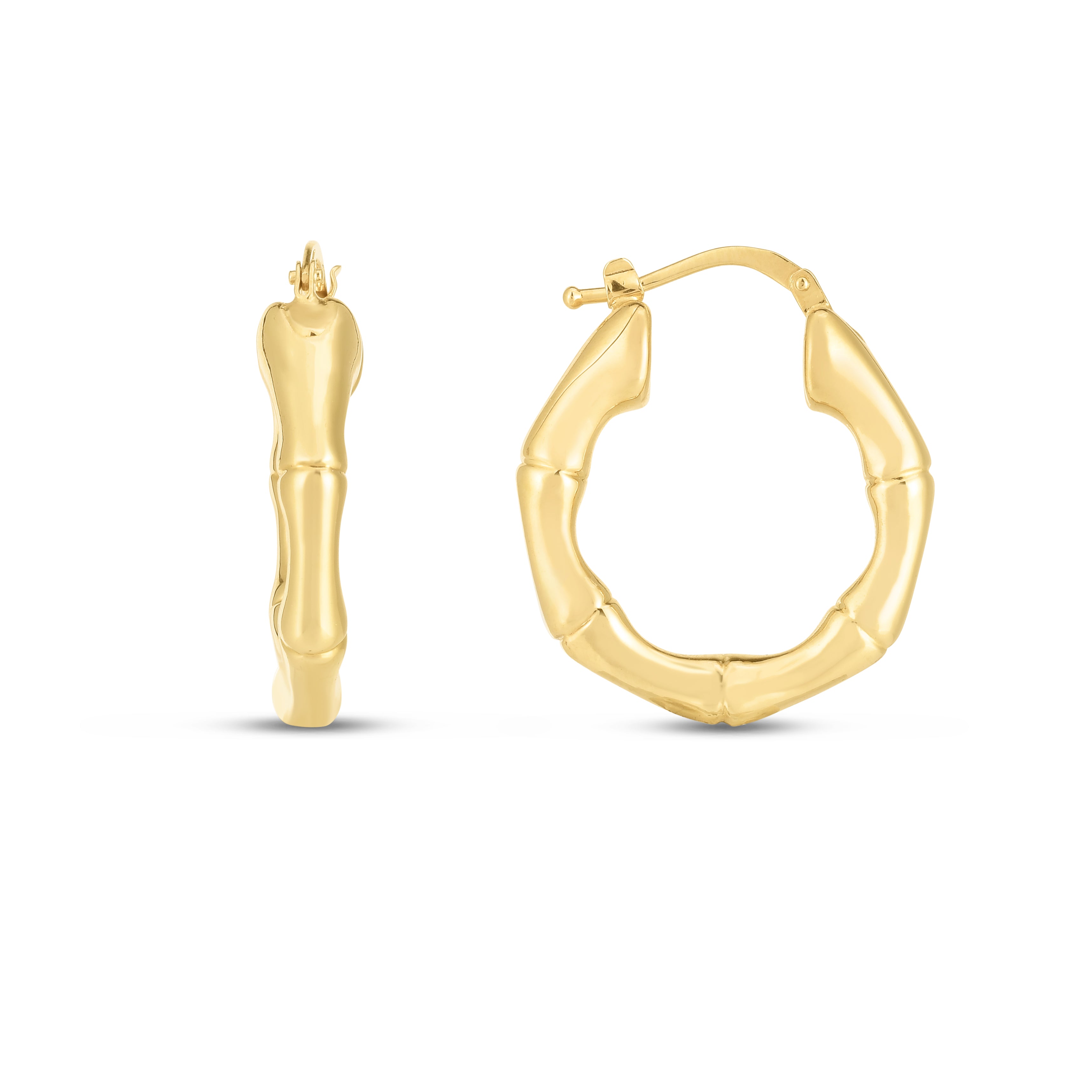 Springer's Forever Earrings Springer's Forever 14K Yellow Gold 25mm Hinged Bamboo Hoop Earrings