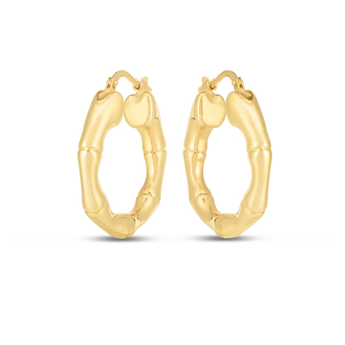 Springer's Forever Earrings Springer's Forever 14K Yellow Gold 25mm Hinged Bamboo Hoop Earrings