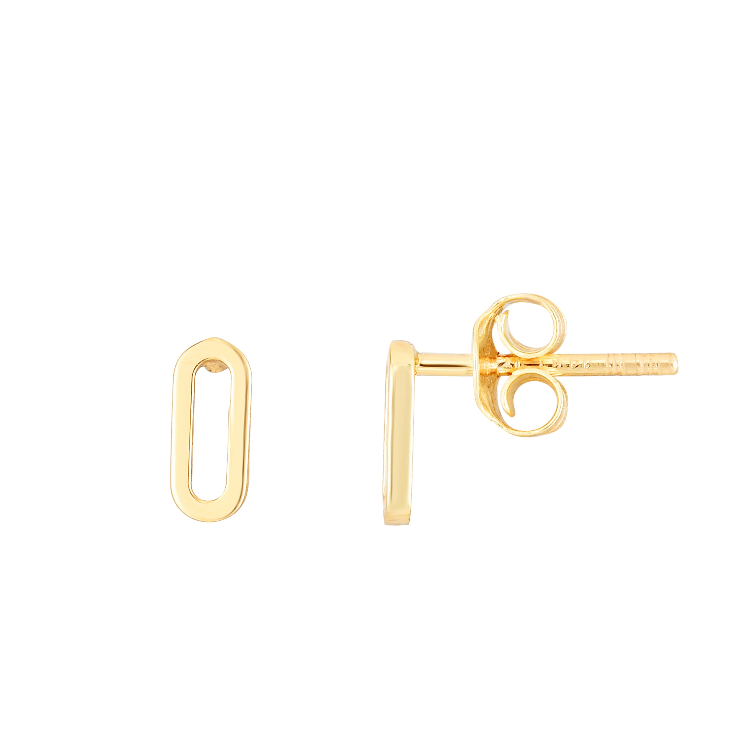 Springer's Forever Earrings Springer's Forever 14K Yellow Gold 7x3mm Paperclip Stud Earrings