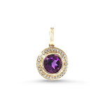 Springer's Forever Charms and Pendants Springer's Forever 14K Yellow Gold Amethyst Diamond Halo Pendant - 0.81ct