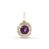 Springer's Forever Charms and Pendants Springer's Forever 14K Yellow Gold Amethyst Diamond Halo Pendant - 0.81ct