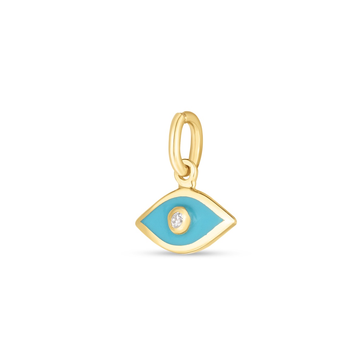 Springer's Forever Charms and Pendants Springer's Forever 14K Yellow Gold Blue Enamel Evil Eye Charm