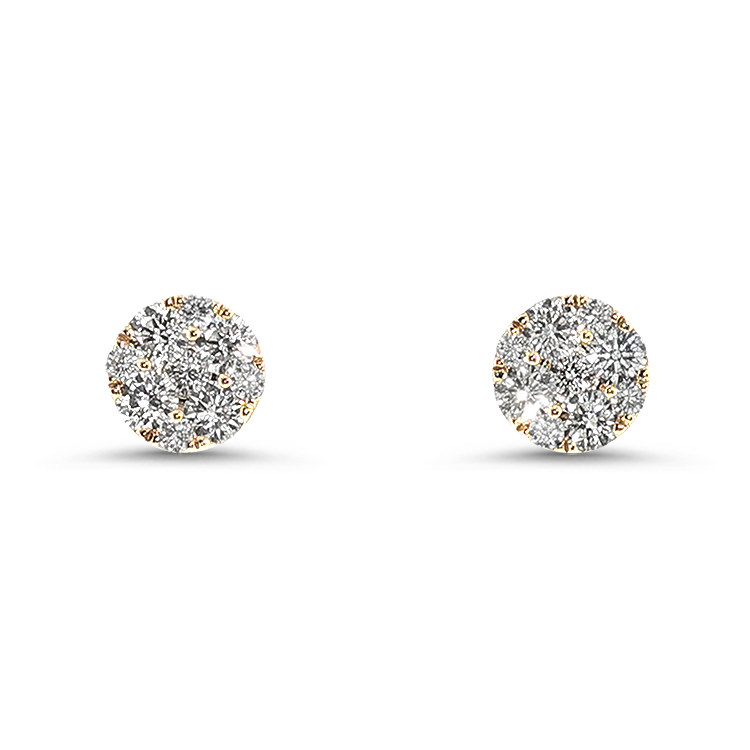 Springer's Forever Earrings Springer's Forever 14K Yellow Gold Diamond Cluster Stud Earrings - 0.75ctw