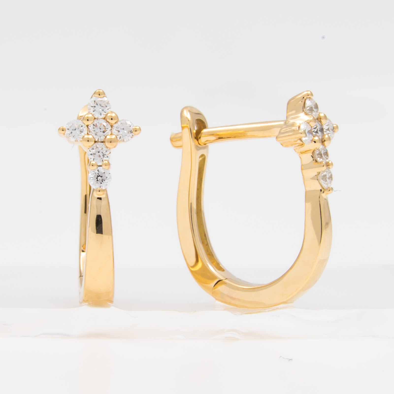Springer's Forever Earrings Springer's Forever 14K Yellow Gold Diamond Cross Huggie Earrings - 0.11ctw