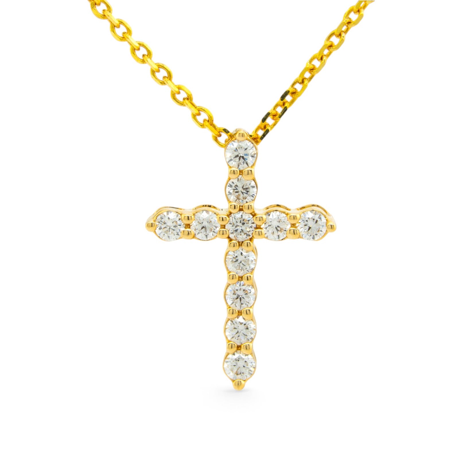 Springer's Forever Necklace Springer's Forever 14K Yellow Gold Diamond Cross Pendant Necklace, 18" - 0.24ctw