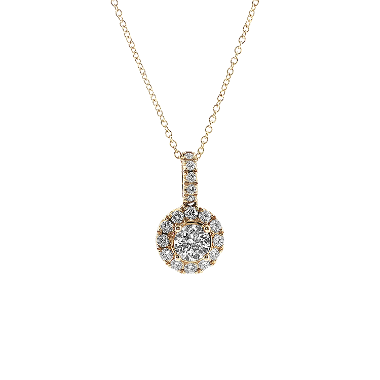 Springer's Forever Necklace Springer's Forever 14K Yellow Gold Diamond Halo Necklace - 1.20ctw, 17"