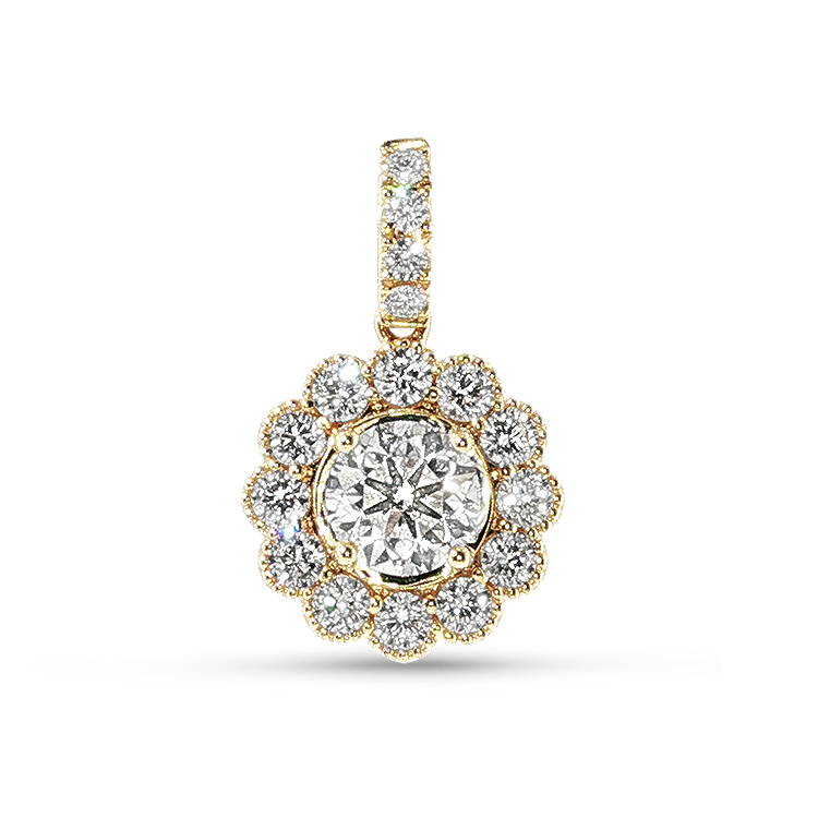 Springer's Forever Charms and Pendants Springer's Forever 14K Yellow Gold Diamond Halo Pendant - 2.21ctw