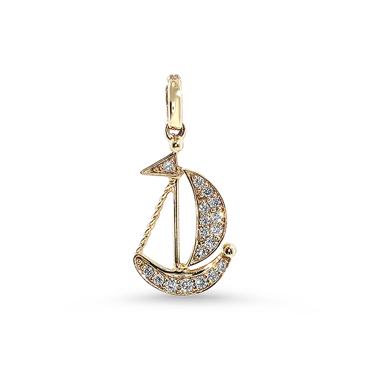 Springer's Forever Charms and Pendants Springer's Forever 14K Yellow Gold Diamond Sailboat Pendant - 0.10ctw