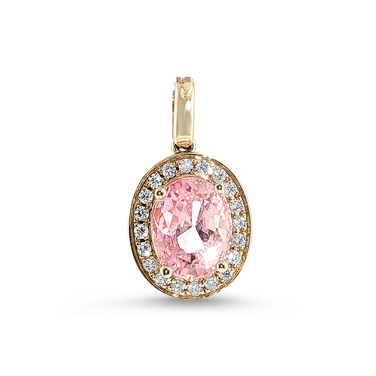 Springer's Forever Charms and Pendants Springer's Forever 14K Yellow Gold Pink Sapphire Diamond Pendant - 2.47ct