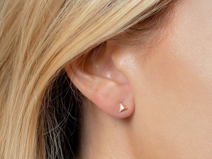 Springer's Forever Earrings Springer's Forever 14K Yellow Gold Pyramid Triangle Stud Earrings
