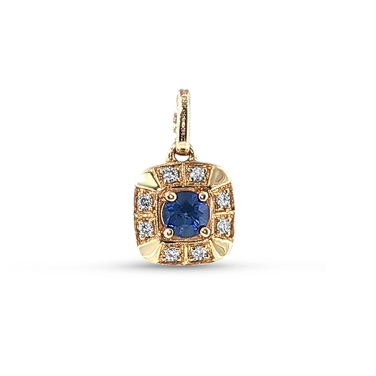 Springer's Forever Charms and Pendants Springer's Forever 14K Yellow Gold Sapphire Diamond Pendant - 0.14ct