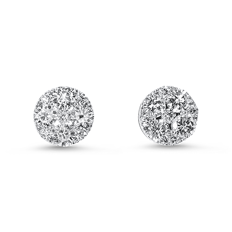 Springer's Forever Earrings Springer's Forever 18K White Gold Diamond Cluster Stud Earrings - 2.00ctw